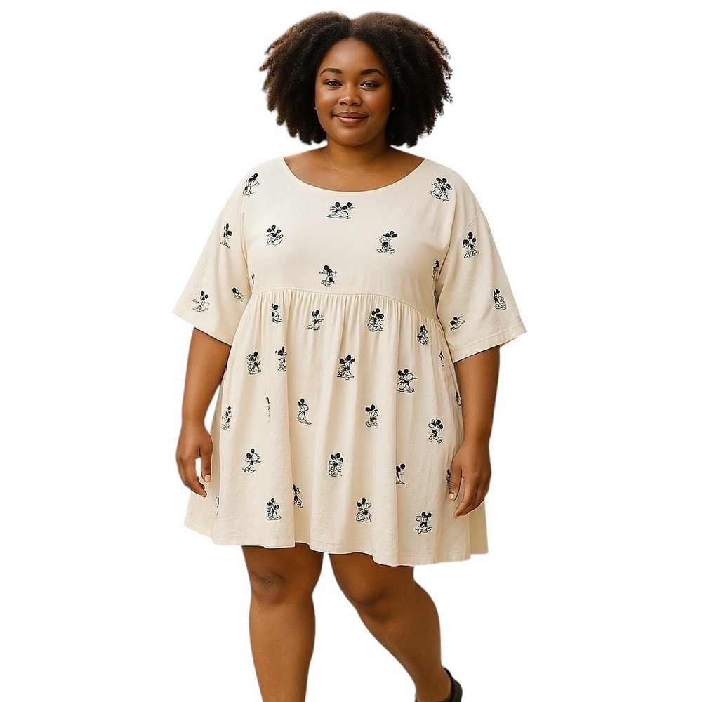Disney Parks Noir Collection Mickey & Minnie Mouse Embroidered Dress Size‎ 3X